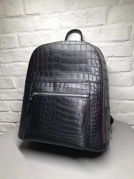 

100% genuine real crocodile belly skin backpack bag matt water dyeing crocodile skin high end quality fashion backpack bag black