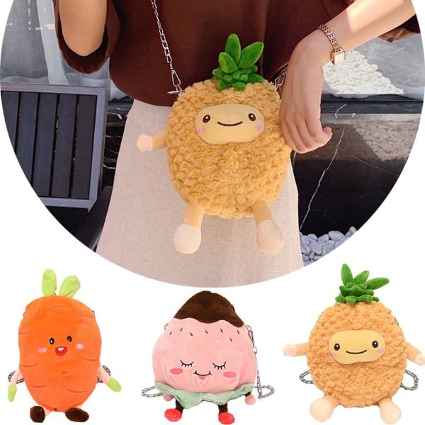 

ocardian сумки школа сезона мода девушка дети милый плюшевые фрукты ананас персик персик сумка сумка плечо мешок о18