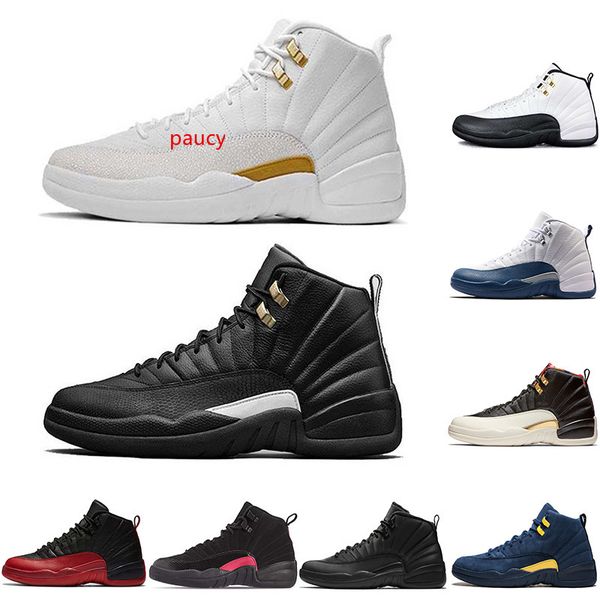 

12 12s basketball shoes xii mens winterized gym red flu game college navy the master men designer trainer sports sneakers size 8-13