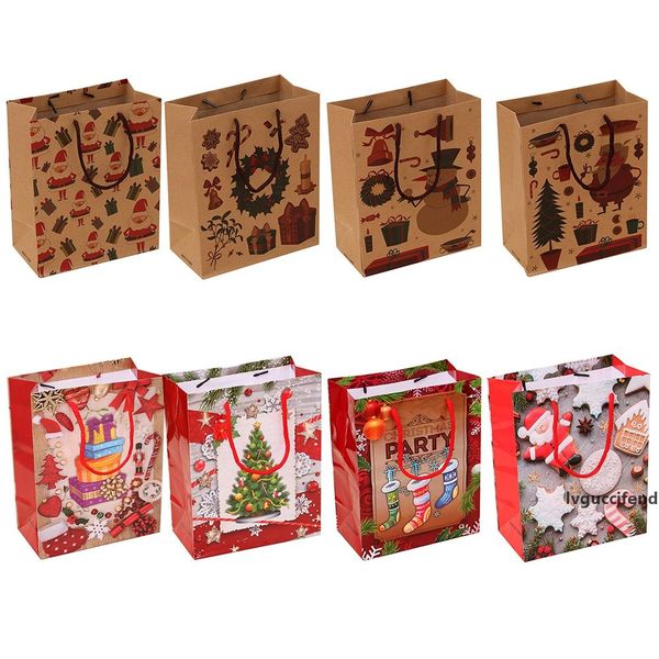 

6 pcs christmas candy gift bags santa sacks kraft paper bag kids party favors box christmas decorations for home new year