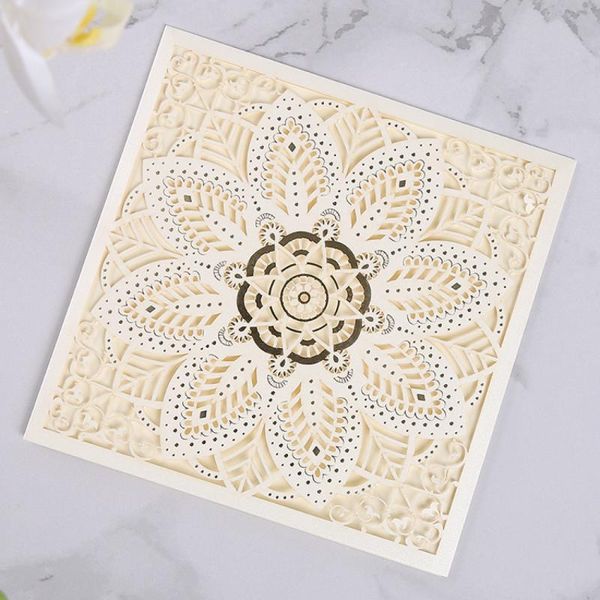 

1pcs vertical laser cut flower lace invitation cards kits for wedding bridal shower birthday party wedding decor supplies
