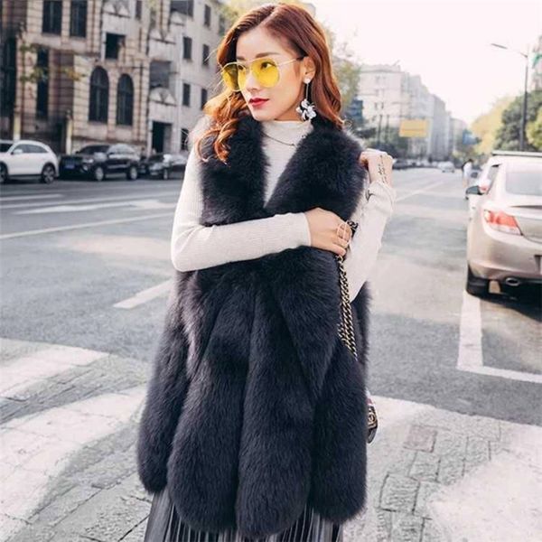 

fur vest coat luxury faux warm women coat vests winter fashion furs womens coats jacket gilet veste plus size, Black