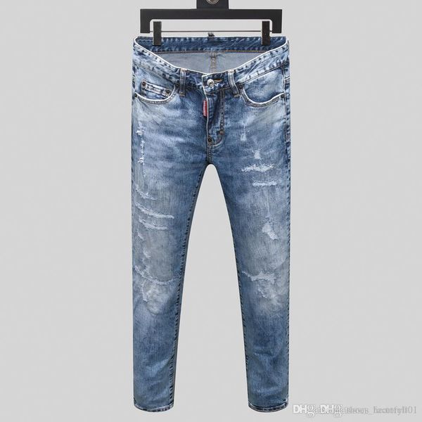 

brand jeans mens роскошная jeans багги байкер высокой талией ripped rock возрождение black skinny мужчины жан jeckets длинные брюки брюки 01, Blue