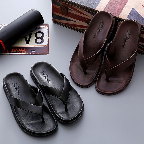

mazefeng brand 2020 new arrival summer men flip flops beach sandals anti-slip zapatos hombre casual shoes wholesale, Black