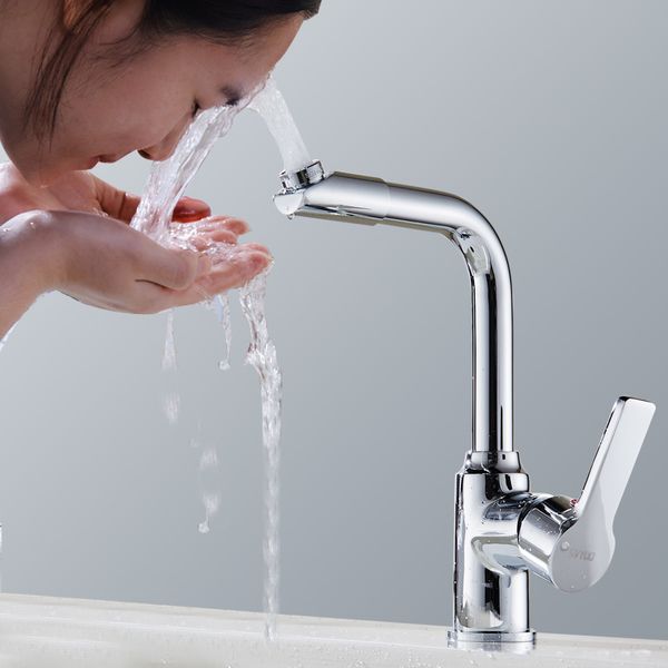 

360 градусов вращающиеся бассейна раковина смеситель для ванной комнаты смесители, горячая и холодная mixed водопад нажмите на одно отверсти