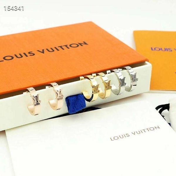 

fashion new women letter stainless steel earrings three style colors designer jewelry luxury with gift box, Golden