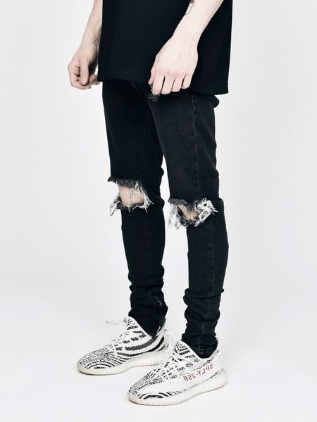 

2020classic slim mens jeans men clothing fit straight biker ripper zipper full length men's pants casual pants size 36 34 32, Blue