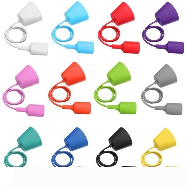 

e27 socket base silicon pendant hanging lamp holder with wire bracket adapter socket converter sucker diy with 1 m cable