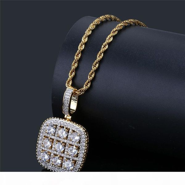 

gold silver color cz gem pendant necklace for men women luxury hip hop necklace jewelry nice gift