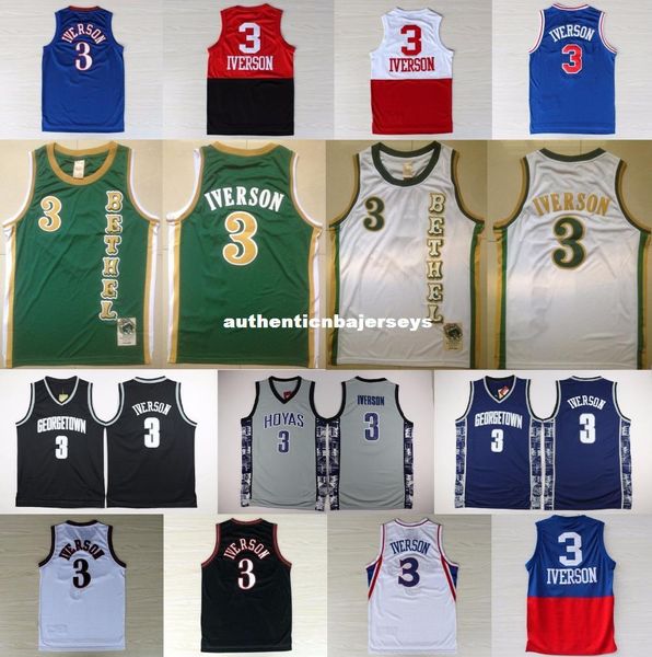 

3 ai jersey georgetown hoyas basketball jerseys ai college shirt black blue white red green gray ncaa college
