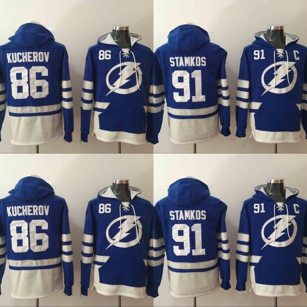 

mens tampa bay lightning hoodies hockey jersey 86 nikita kucherov 91 steven stamkos sweatshirts winter jacket blue ing, Black;red
