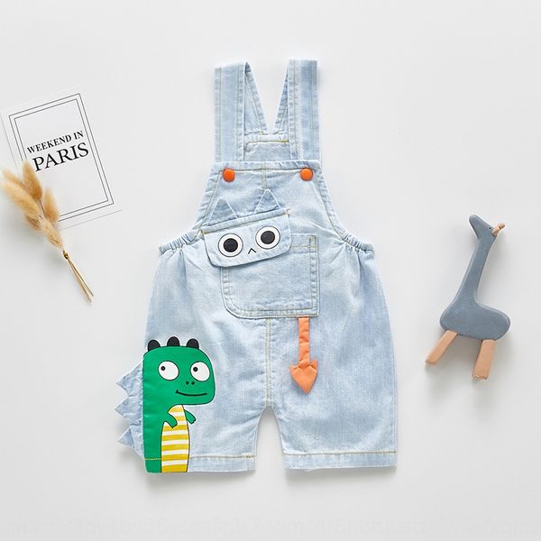 

children's wear baby baby summer cartoon and jeans sling jeans denim pants thin children's summer shorts suspender pants, Blue