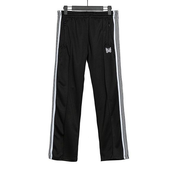 

luxury european butterfly embroidery long pants loose straight couple mens and women casual trousers pants hfxhkz026, Black