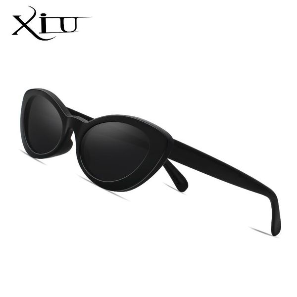 

xiu new cute retro cat eye sunglasses women small black white triangle vintage sun glasses red female uv400, White;black