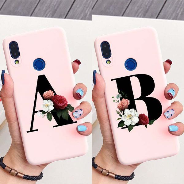 

label custom letter n flowers word simple black baby pink phone case for huawei mate 10 20 30 p9 p10 p20 p30 lite plus pro cover