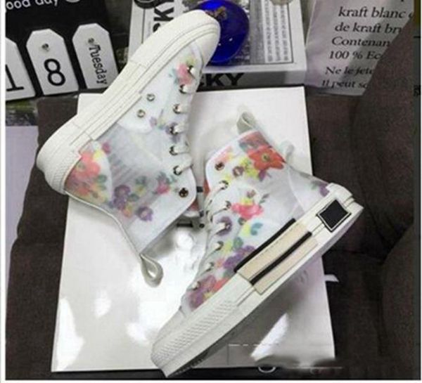 

19ss flowers technical canvas b23 b24 high sneakers in oblique mens brand b23 designer shoes women fashion sneakers, Black