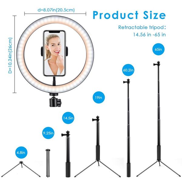 

quality10 inch led selfie ring light usb ring lamp pgraphy p with phone holder 1.5m tripod stand for smartphone makeup