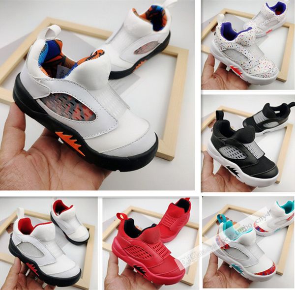 

2020 kids 5s basketball shoes bred black red slip-on boys sport shoes baby shoes children sneaker kids gift 6c-3y