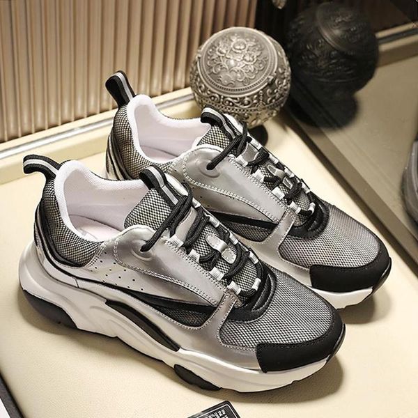 

mens luxury shoes b22 calfskin sneaker chaussures pour hommes lace -up autumn and winter chunky sneakers casual shoes drop ship fast deliver, Black