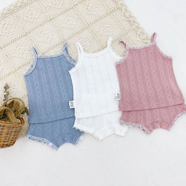 

clothing sets summer born baby girl clothes set solid color sling sleeveless romper short pants 2pcs infant outfits, White