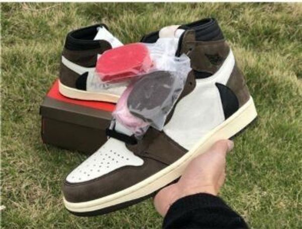 

1 трэвис скотт x s мужские баскетбольные кроссовки suede brown мужчины boy athentic спорт дизайнерские кроссовки кроссовки открытый обувь