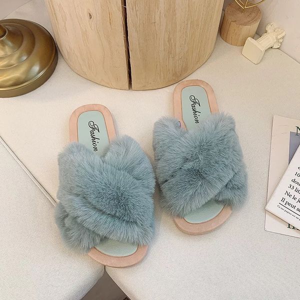 

новые летние женские меховые тапочки женщина слайды главная пушистые плоские сандалии женщина симпатичные пушистые дома обувь шлепанцы, Black