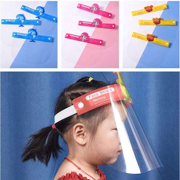 

lovely kids face shield cartoon transparent full protective face mask cover dustproof anti-fog face shield windproof children pet masks best, Blue