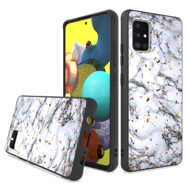 Für LG Aristo 5 Harmony 4 Stylo 6 K51 Glitzer Bling Hülle Moto E7 Samsung A21 A11 A01 A51 5G Luxus Marmor Muster Hybrid Hülle Cover