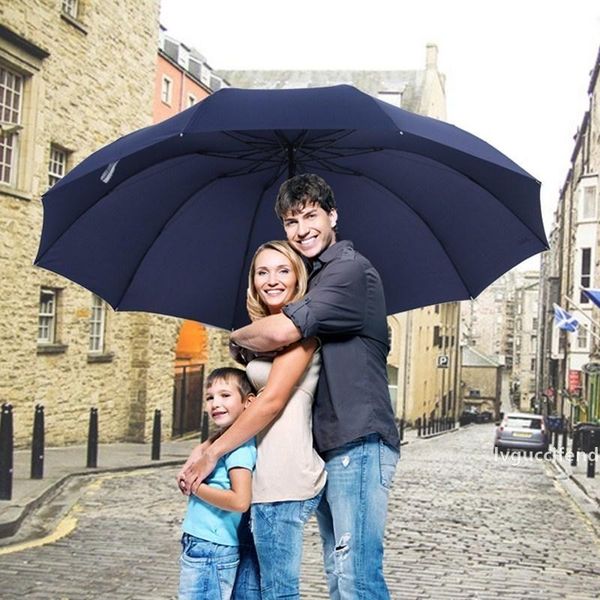 

152cm quality umbrella men rain woman windproof large paraguas women sun 3 floding big family umbrella outdoor parapluie t200117