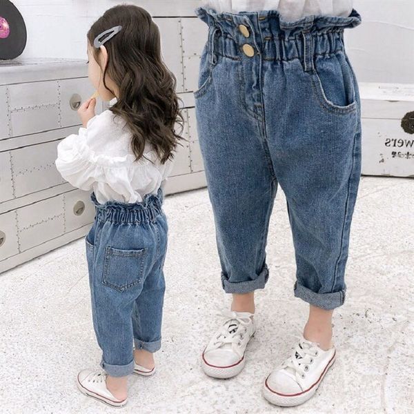 

girls' 2020 spring and autumn new children's casual jeans and jeans korean style loose casual pants children's western style, Blue