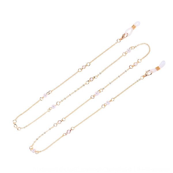 

новые женские мода имитация nonskid силиконовая жемчужину алмазов металлических очков цепи силиконовых колец очков цепи не скользят, Blue