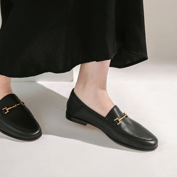 

2020 новых классические мокасины британского крепежа досуг оленьих удобная внутренние пружинные дамы мода натуральная кожа одной обувь, Black