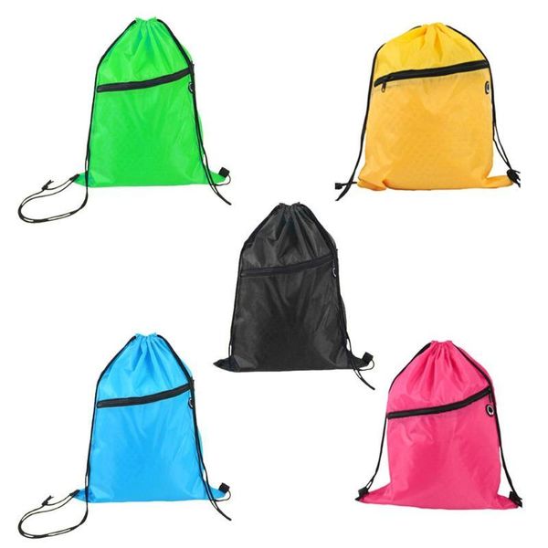 Unisex Backpack Nylon Drawstring Cinch Sack Beach Viagem Saco De Ombro Mochila Mochila Mulheres e Homens Bolsa