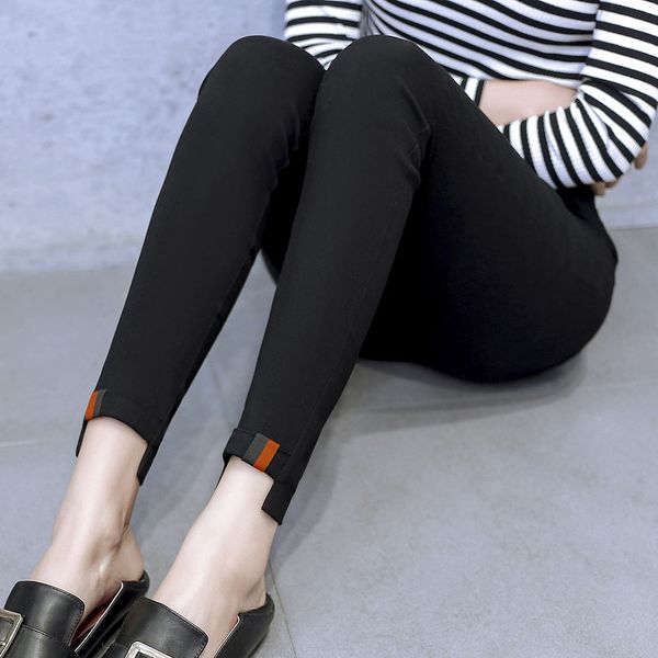 

верхняя одежда лосины плотно карандаш плотно осень / зима новая лента женская приталенный щиколоток брюки 2020 стиль тощий карандаш брюки bl, Black;white