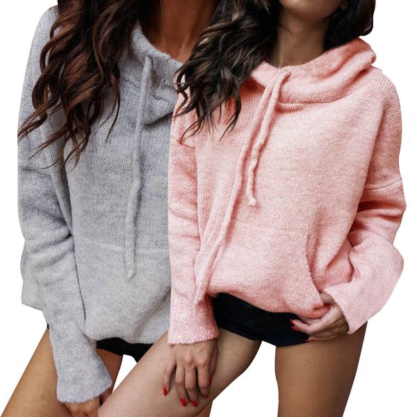

women sweatshirt 2019 autumn winter casual long sleeves crop hoodies sweatshirts fashion loose ladies pullover hoody, Black;gray