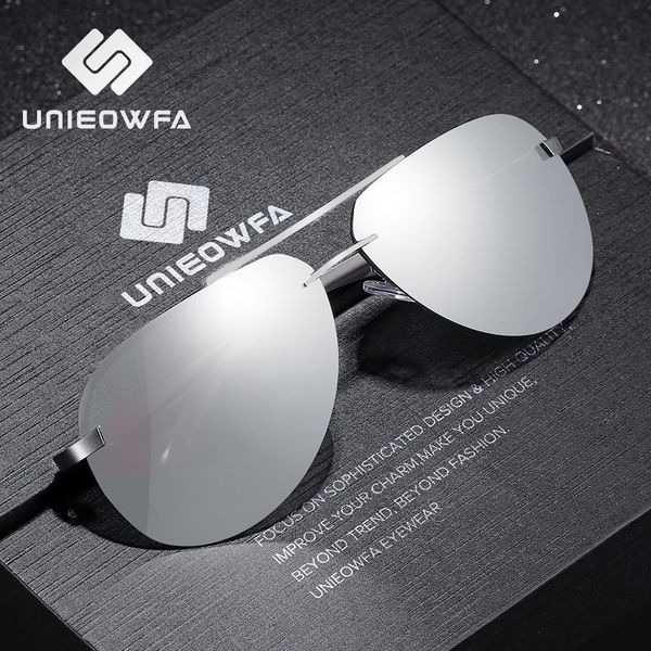 

UNIEOWFA Male Rimless Aviation Sunglasses Men HD Polarized Silver Mirror Sports Eyewear UV400 Polaroid Sun Glasses For Men Pilot T200108