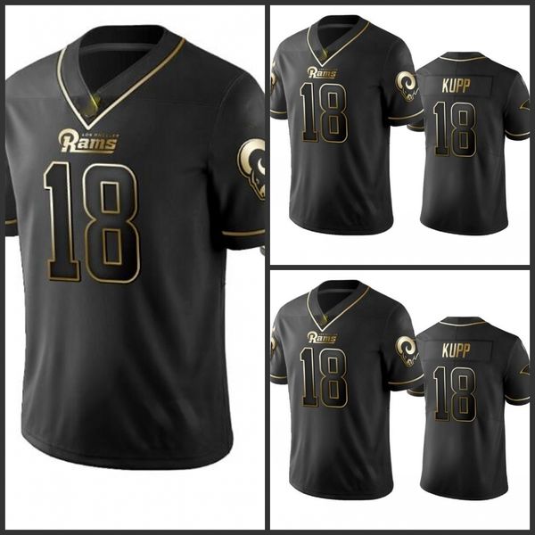 

los angeles rams men #18 cooper kupp black golden limited edition stitched nfl men women youth jersey, Black;red