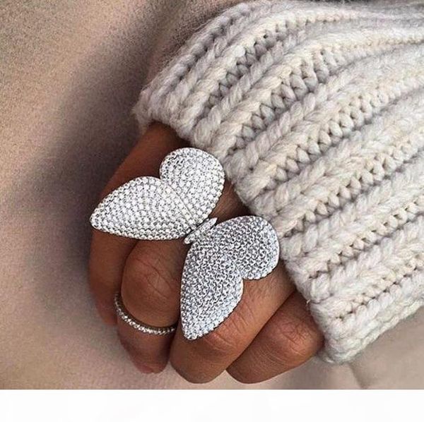 

luxury design made of sterling silver 925 the moving butterfly ring with moving wings with white zircon wedding jewelry