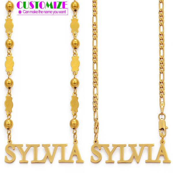

anniyo персонализированных писем ожерелья женщина мужчины девушка customize имя jewelry день подарки (срок изготовления 7-15 дней) # 100521, Silver