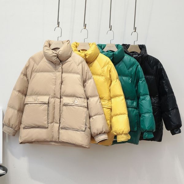 

viyvr новый корейский стиль яркий короткий стенд воротник надводных женщин утолщенной свободно большого размера случайные куртка вниз jacket, Black