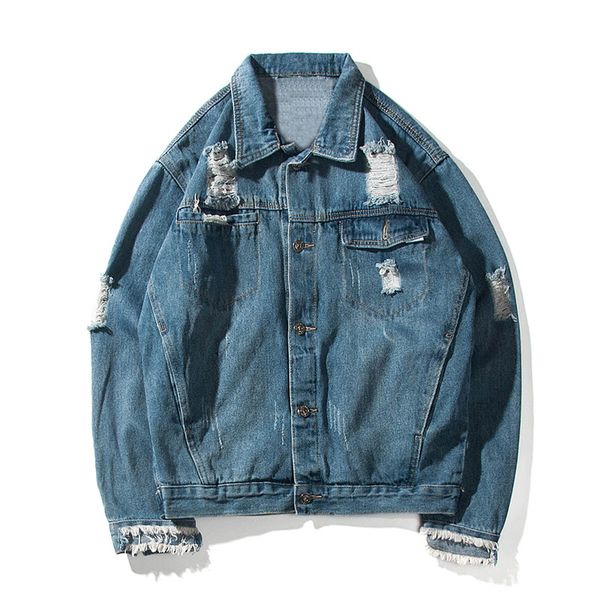

men's jackets wholesale 2021 fashion teenagers denim hole jacket male spring autumn korean slim handsome couple men, Black;brown