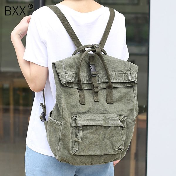 

bxx] 2020 vintage washed denim backpack women teenager casual school bag female design soft daily backpack student bag hk630