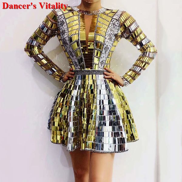 

women birthday party dress rhinestones sequins latin ds dancer costume one-piece silver stage performance costume new2020, Black;red