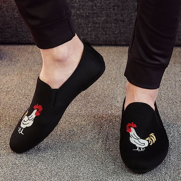 

summer new breathable men casual shoes british style comfortable mens loafers summer fashion mens canvas shoes, Black