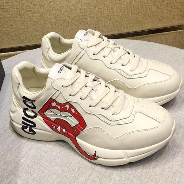 

womens shoes sneakers luxury rhyton sneaker leather chaussures de femme sports women shoes zapatos de mujer casual shoes for lady drop ship, Black
