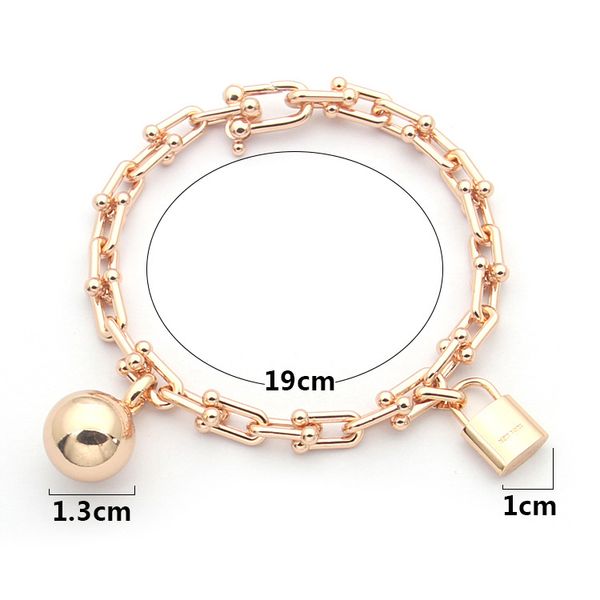 

new fashion brand stainless steel bracelet selling u-shaped lock round bead bracelet come with box for couples gifts, Black