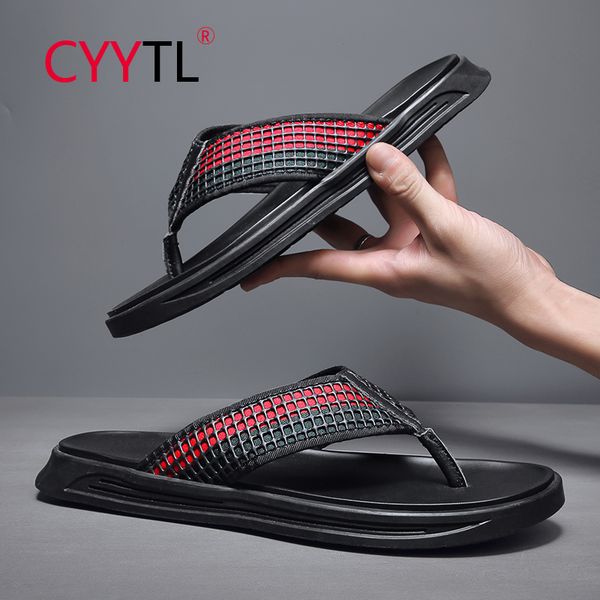 

cyytl men fashion flip flops 2020 summer fashion antiskid england tide leisure cool slippers beach sandals luxury shoes, Black