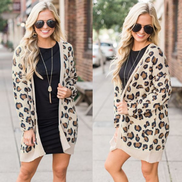 

dlo3m autumn and winter cardigan leopard print comfortable slim zc2919 autumn and winter coat cardigan leopard print comfortable s, Black