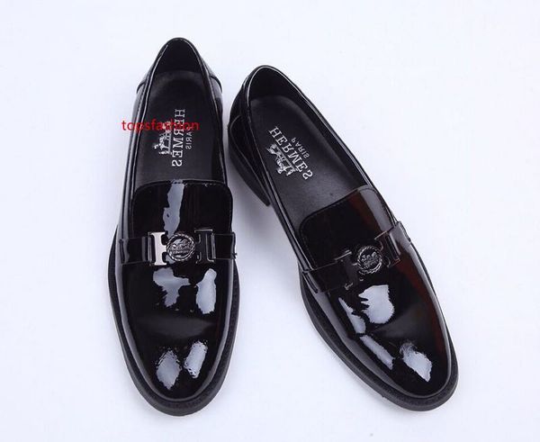 

2019 patent leather business shoes 207501 men dress shoes moccasins loafers lace ups monk straps boots drivers real leather sneakers shoes, Black;green