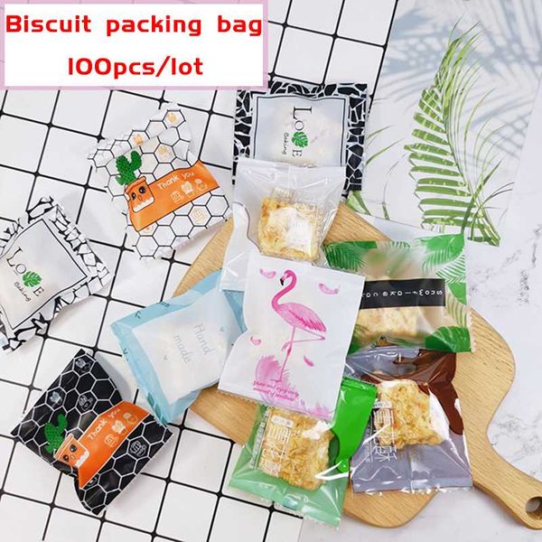 

100pcs/lot cookies bag candy handmade baking pack living decor homemade nougat biscuit party wedding sack packing bags